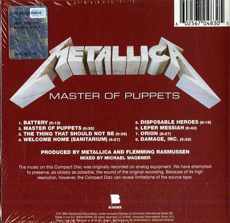 Master of Puppets (Remastered Edition) - CD Audio di Metallica - 2