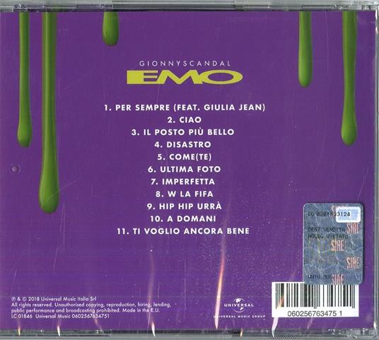 Emo - CD Audio di GionnyScandal - 2