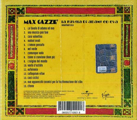 La Favola di Adamo ed Eva. 1998-2018 Anniversary Edition - CD Audio di Max Gazzè - 2
