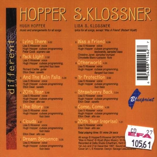 Different - CD Audio di Hugh Hopper,Lisa Klossner - 2