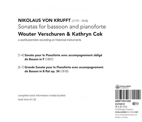 Sonatas For Bassoon And Pianoforte - CD Audio di Nikolaus von Krufft - 2