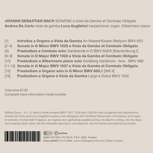 Sonatae A Viola Da... - CD Audio di Andrea De Carlo - 2