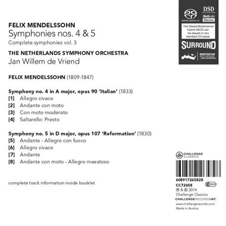 Symphonies No. 4 & 5 - SuperAudio CD di Felix Mendelssohn-Bartholdy - 2