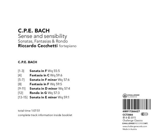 Sense and Sensibility - CD Audio di Carl Philipp Emanuel Bach - 2