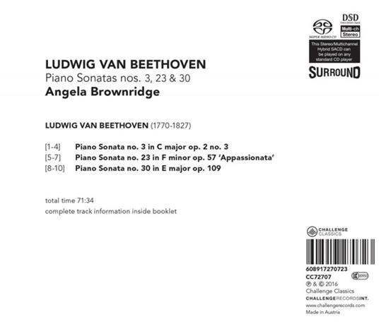 Piano Sonatas No.3, 23 & 3 - SuperAudio CD di Angela Brownridge - 2