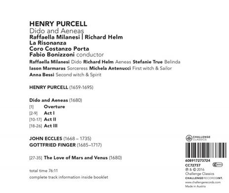 Dido And Aeneas - CD Audio di Purcell-Finger-Eccles - 2