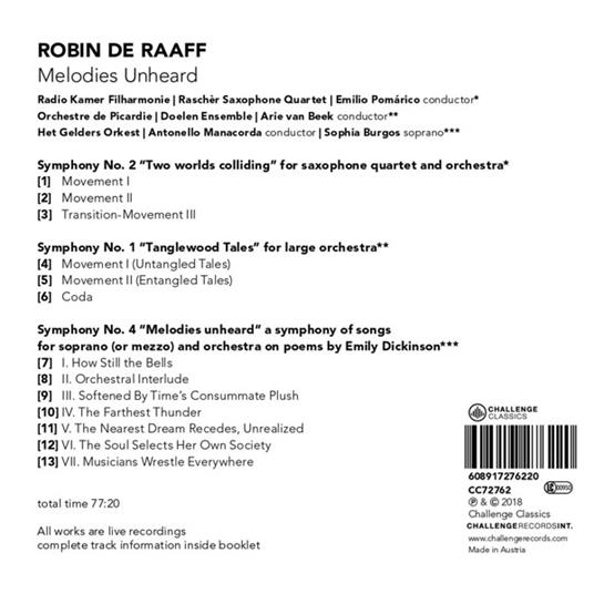 Melodies Unheard - CD Audio di Robin De Raaff - 2