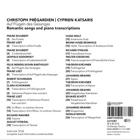 Auf Flugeln Des Gesanges - CD Audio di Cyprien Katsaris,Christoph Prégardien - 2