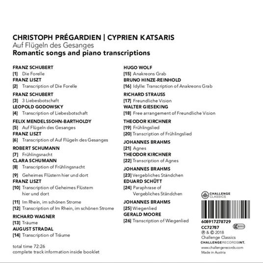 Auf Flugeln Des Gesanges - CD Audio di Cyprien Katsaris,Christoph Prégardien - 2