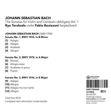 Sonatas For Violin And Cembalo Obbligato Vol. 1 - CD Audio di Johann Sebastian Bach,Fabio Bonizzoni - 2