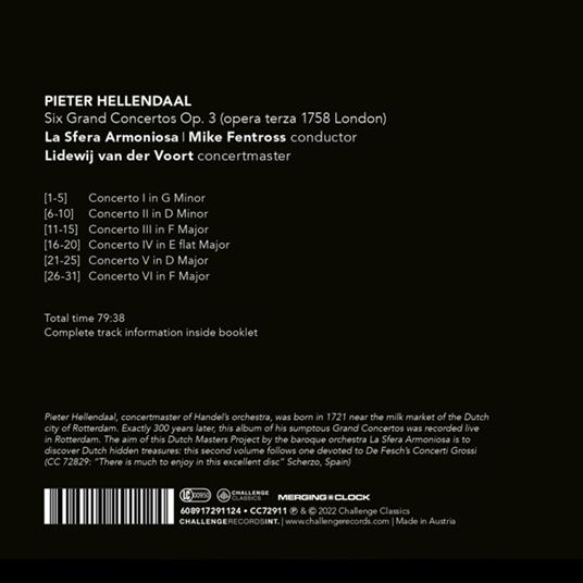 Six Grand Concertos Op. 3 - CD Audio di Pieter Hellendaal - 2
