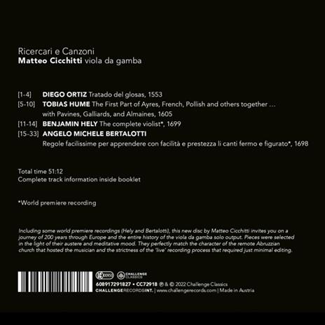 Ricercare E Canzoni - CD Audio di Musica Elegentia - Matteo Cicchitti - 2