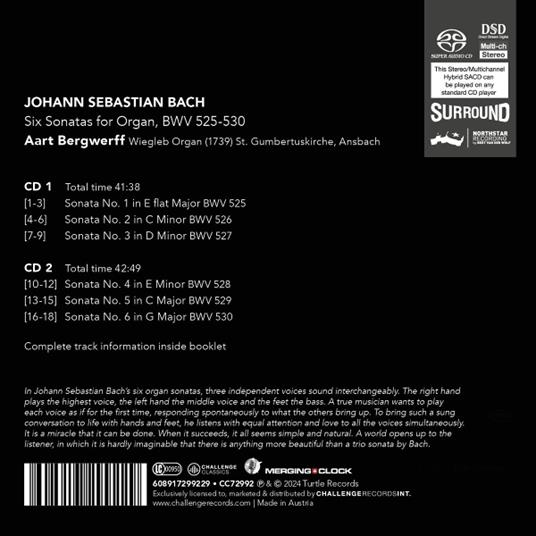 Six Sonatas For Organ Bwv 525-530 - CD Audio di Johann Sebastian Bach,Aart Bergwerff - 2