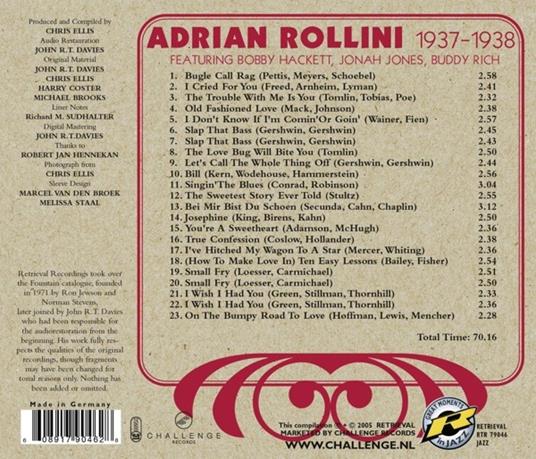 1937-1938 - CD Audio di Adrian Rollini - 2