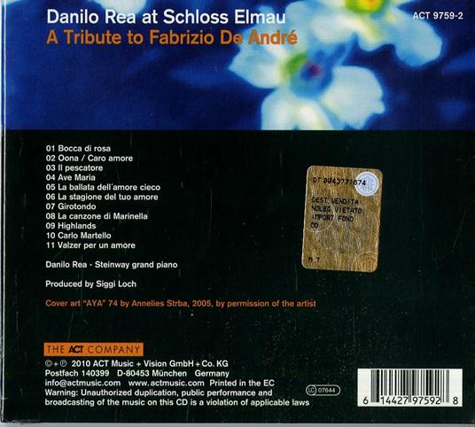 A Tribute to Fabrizio De André - CD Audio di Danilo Rea - 2
