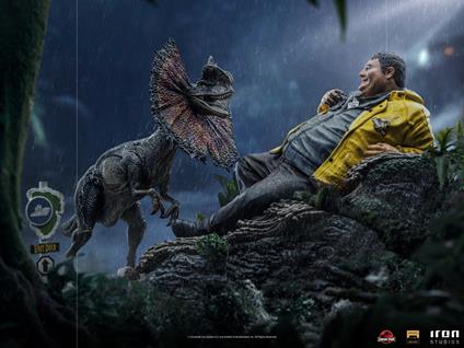 Jurassic Park: Iron Studios - Dennis Nedry Y Dilophosaurus Deluxe Figura Art Scale