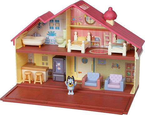 Bluey 13024, Heeler Family Home Play Set 1 Personaggio ufficiale Bluey Action Figure, Playhouse grande 4 camere, accessori per mobili e patio estraibile, Multicolore