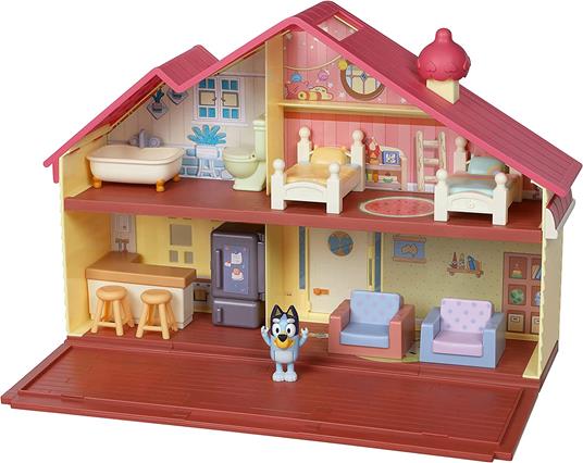 Bluey 13024, Heeler Family Home Play Set 1 Personaggio ufficiale Bluey Action Figure, Playhouse grande 4 camere, accessori per mobili e patio estraibile, Multicolore