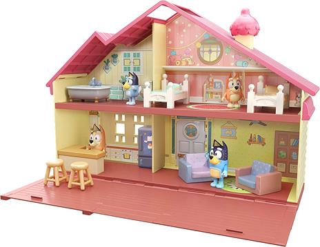 Bluey 13024, Heeler Family Home Play Set 1 Personaggio ufficiale Bluey Action Figure, Playhouse grande 4 camere, accessori per mobili e patio estraibile, Multicolore - 3