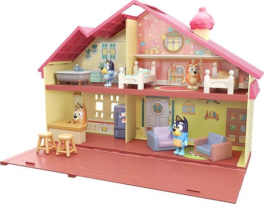 Bluey 13024, Heeler Family Home Play Set 1 Personaggio ufficiale Bluey Action Figure, Playhouse grande 4 camere, accessori per mobili e patio estraibile, Multicolore - 3