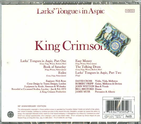 Lark's Toungues in Aspic - CD Audio di King Crimson - 2
