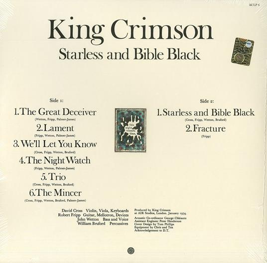 Starless and Bible Black (200 gr.) - Vinile LP di King Crimson - 2