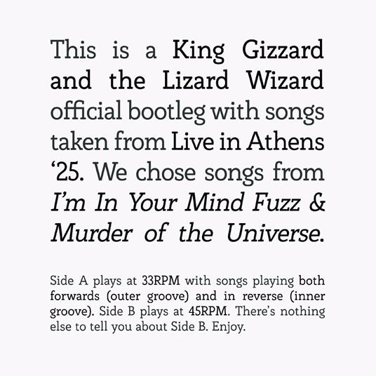Songs From I'M In Your Mind Fuzz & Murder Of The Universe Live In Athens '25 - Vinile LP di King Gizzard & the Lizard Wizard