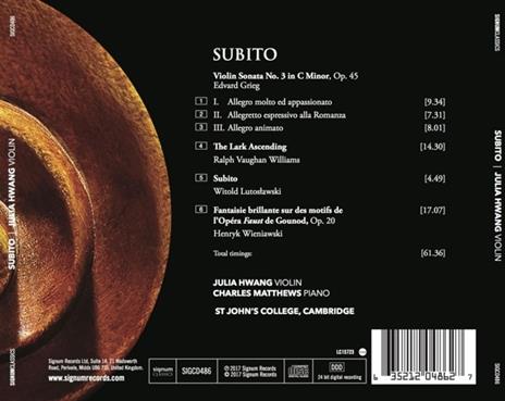 Subito - CD Audio di Julia Hwang - 2