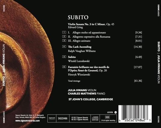 Subito - CD Audio di Julia Hwang - 2