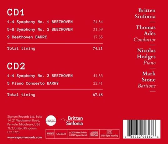 Symphonies 1-3 / Piano Concerto - CD Audio di Ludwig van Beethoven,Gerald Barry,Thomas Adès,Britten Sinfonia - 2
