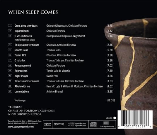 When Sleep Comes - CD Audio di Tenebrae - Christian Forshaw - 2