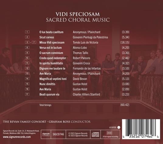 Vidi Speciosam - Sacred Choral Music - CD Audio di Bevan Family Consort - 2