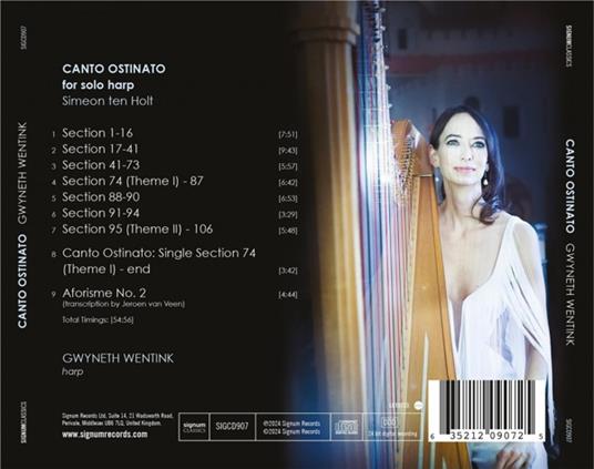Canto Ostinato (Version For Solo Harp) - CD Audio di Simeon ten Holt,Gwyneth Wentink - 2