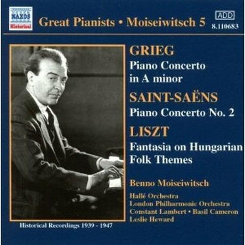 Concerto per pianoforte / Concerto per pianoforte n.2 / Fantasia su temi popolari ungheresi / - CD Audio di Edvard Grieg,Franz Liszt,Camille Saint-Saëns,Benno Moisejwitsch