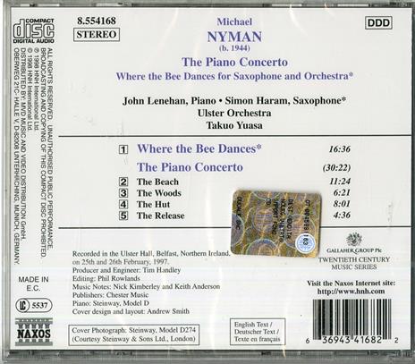 Concerto per pianoforte - Where the Bee Dances - CD Audio di Michael Nyman - 2