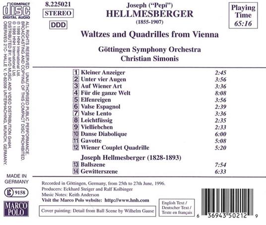 Valzer e Quadriglie da Vienna - CD Audio di Joseph Hellmesberger - 2