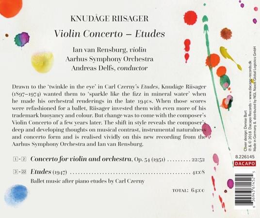 Concerto per violino op.54 - Studi - CD Audio di Andreas Delfs,Knudage Riisager - 2