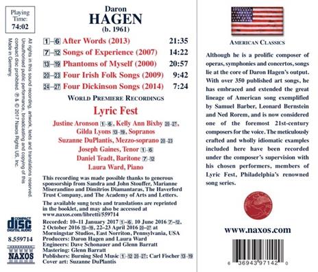 21th Century Song Cycles - CD Audio di Daron Aric Hagen,Lyric Fest - 2