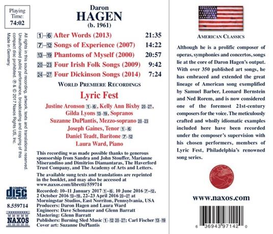 21th Century Song Cycles - CD Audio di Daron Aric Hagen,Lyric Fest - 2