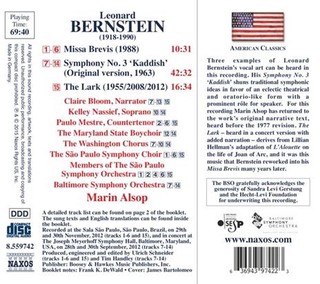 Sinfonia n.3 Kaddish - CD Audio di Leonard Bernstein - 2