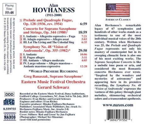 Sinfonia N.48 - Preludio e Quadrupla Fuga - CD Audio di Alan Hovhaness,Gerard Schwarz - 2