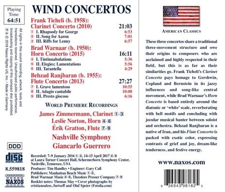 Concerto per clarinetto - CD Audio di Nashville Symphony Orchestra,Behzad Ranjbaran,Frank Ticheli,Giancarlo Guerrero - 2