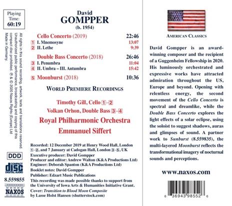 Cello Concerto, Double Bass Concerto, Moonburst - CD Audio di David Gompper,Emanuel Siffert - 2