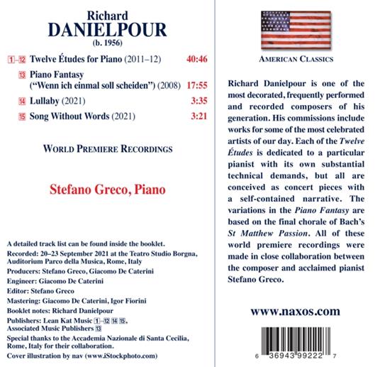 Twelve Etudes For Piano - CD Audio di Richard Danielpour - 2