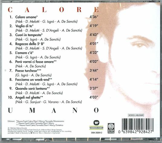 Calore umano - CD Audio di Nek - 2