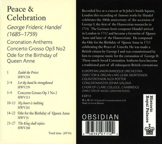 Peace & Celebrations - CD Audio di Georg Friedrich Händel - 2