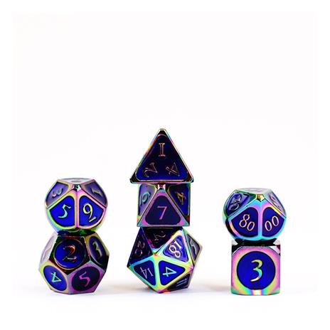 FanRoll - Dice Set - Rainbow with Blue Enamel (7) - 2