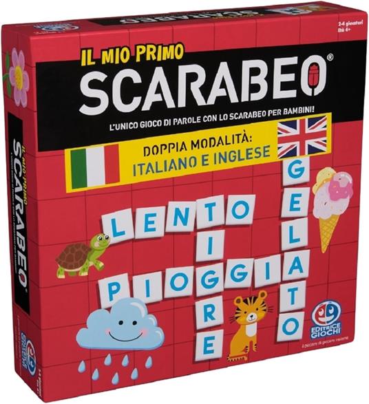 Editrice Giochi, Il Mio Primo Scarabeo Edizione Italiano-Inglese, Gioco da Tavolo per Bambini, da 2 a 4 Giocatori, 4+ Anni