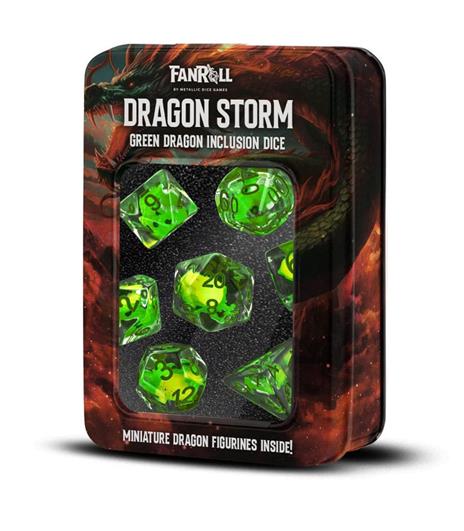 FanRoll - Dragon Storm Inclusion Dice Set - Green Dragon (7)
