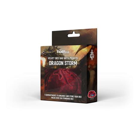 FanRoll - Dragon Storm Dice bag with compartments - Red Dragon Scales